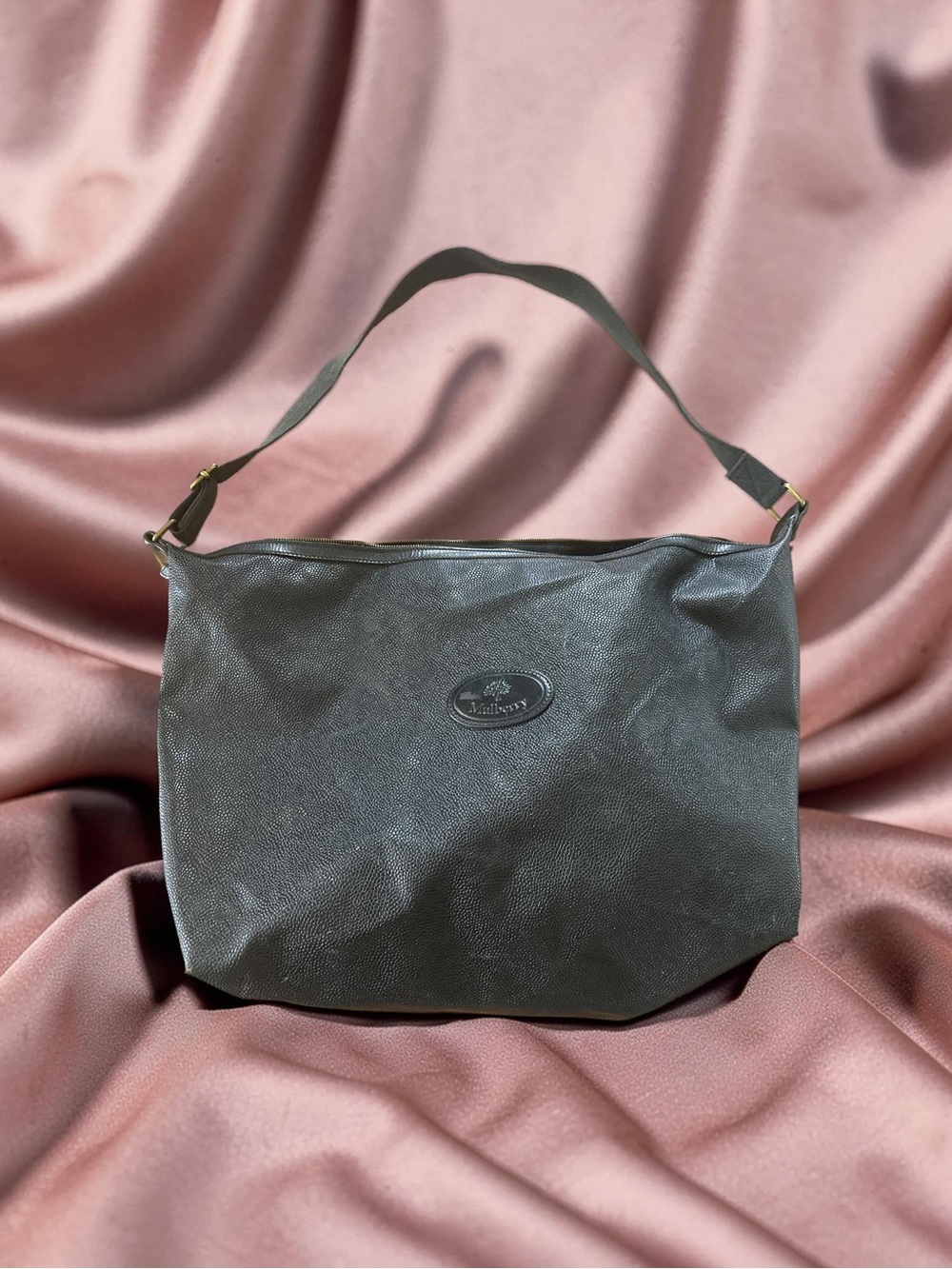 Authentic Vintage Black Mulberry Hobo Shoulder Bag Black Leather Made In England